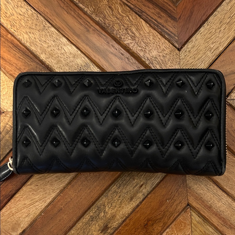 Valentino Black Studded Zigzag Wallet